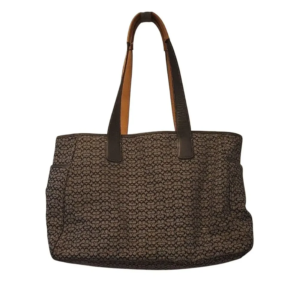 Coach Black and Gray Signature Diaper Bag 5707 Y2K Tote Shoulder Bag